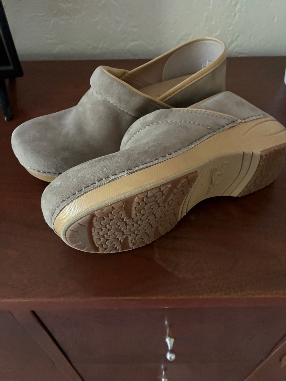 Dansko Taupe Suede Clogs - Picture 3 of 3
